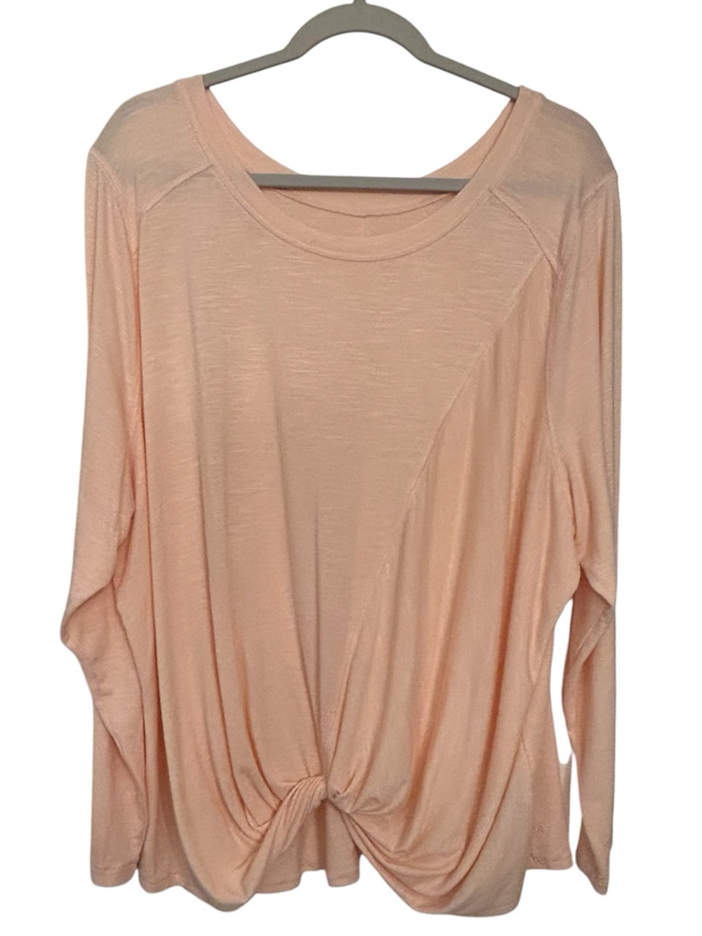 Zella Peach Knit Pull-On Twist Bottom Long Sleeve Textured Top Size 2X